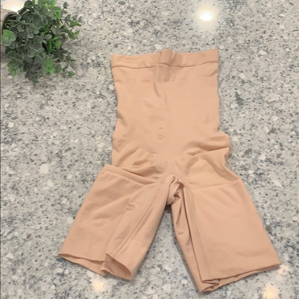 Spanx- high waisted, mid thigh